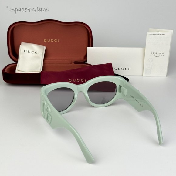 BRAND NEW Gucci GG1544S 003 Green Grey Unisex Oval Sunglasses GG 1544S - Picture 4 of 8